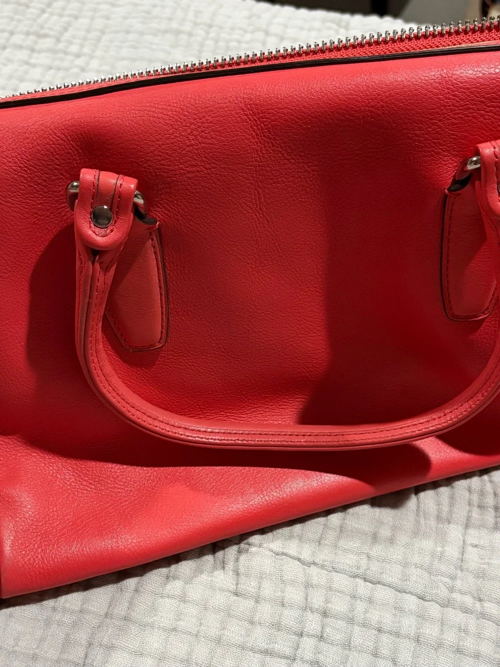 Coach Coral Leather Tote with Tassel Charm